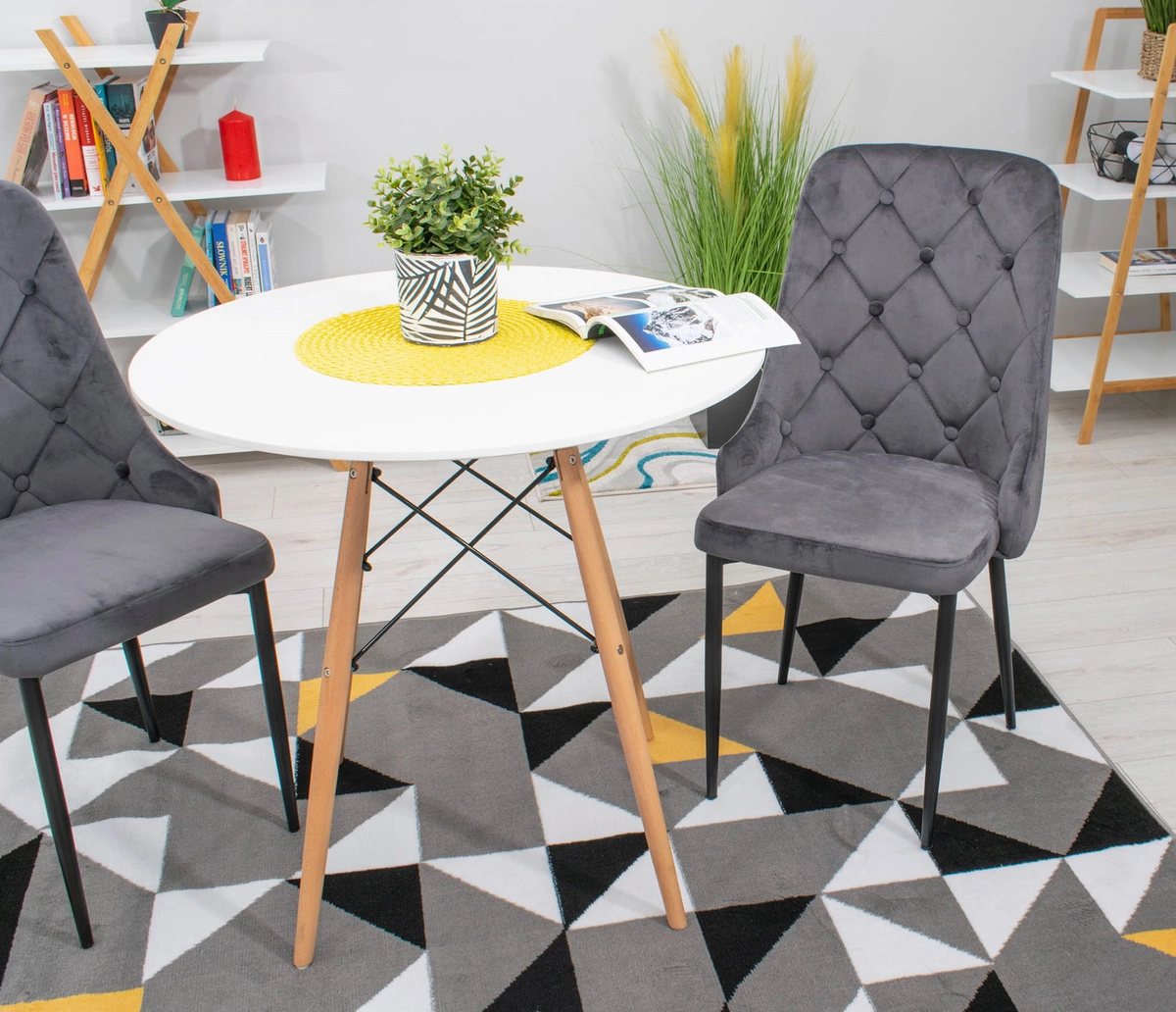 Zestaw stół prostokątny ADRIA 120x80 biały + 4 krzesła MARK czarne