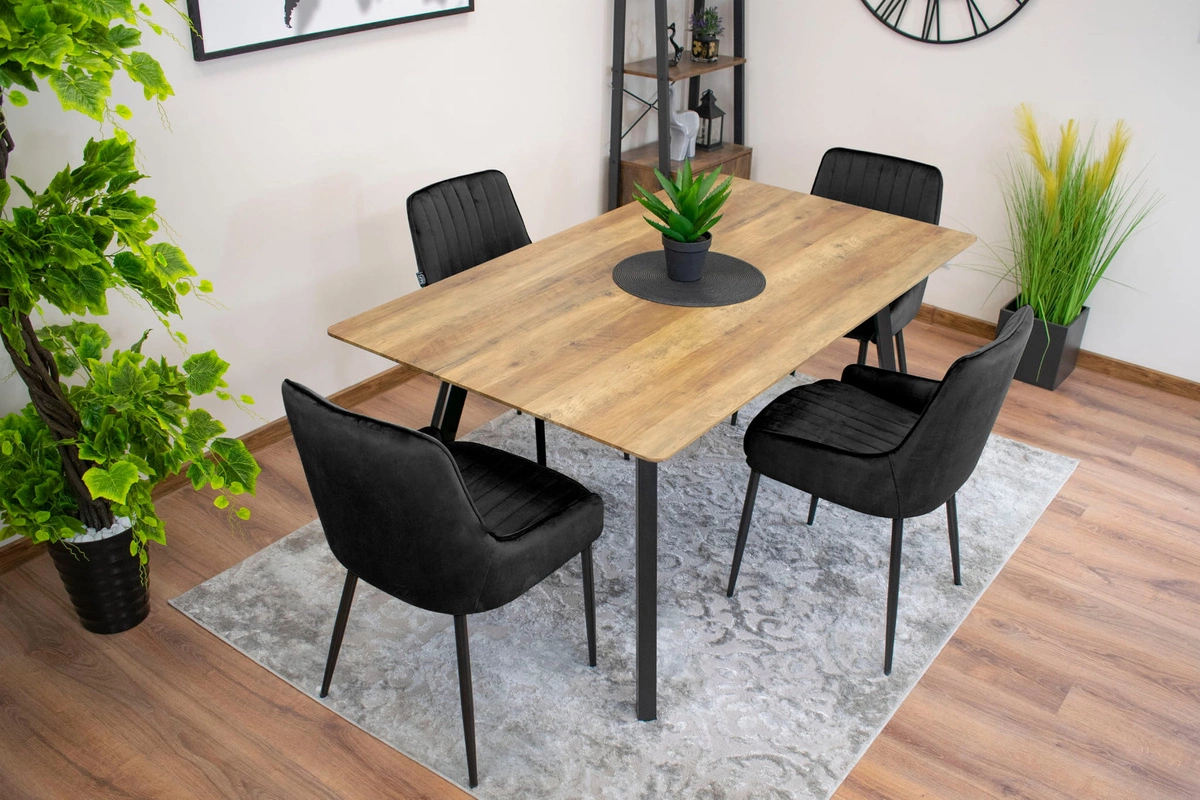 Zestaw stół okrągły TODI 80 jesion + 3 krzesła OSAKA czarne