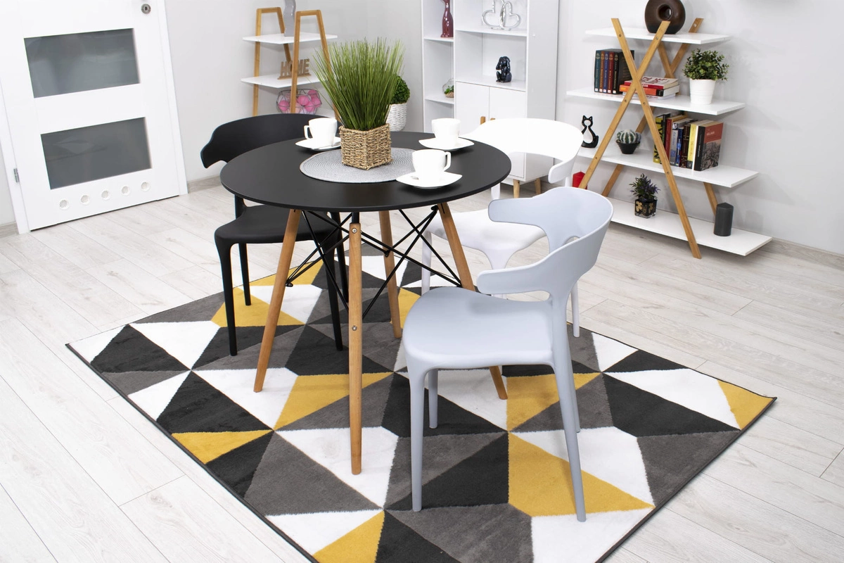 Zestaw stół okrągły TODI 60 czarny + 2 krzesła LAGO granatowe