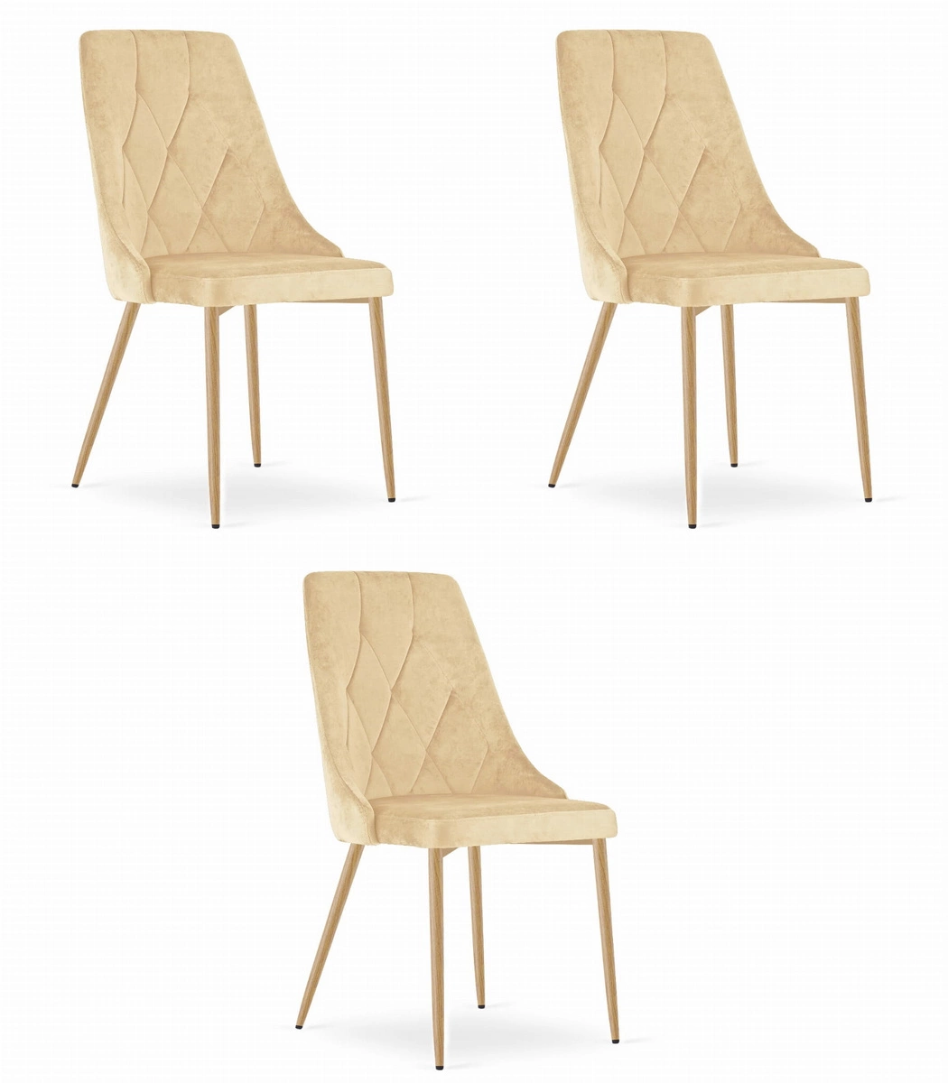 Krzesło IMOLA - beż aksamit / nogi kolor drewna x 3
