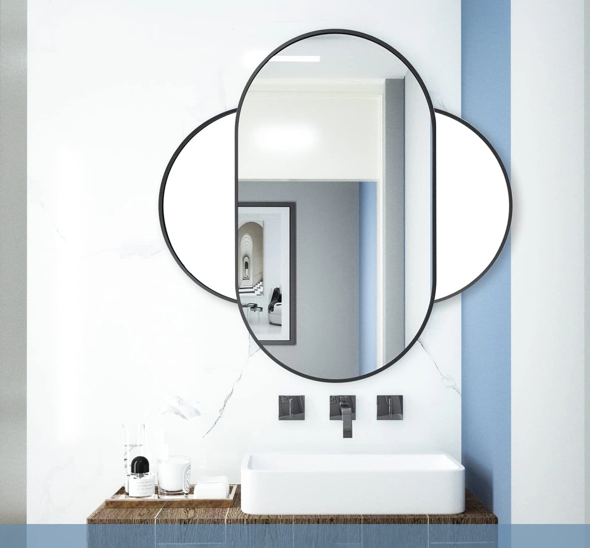 Lustro owalne 100x50cm czarna rama