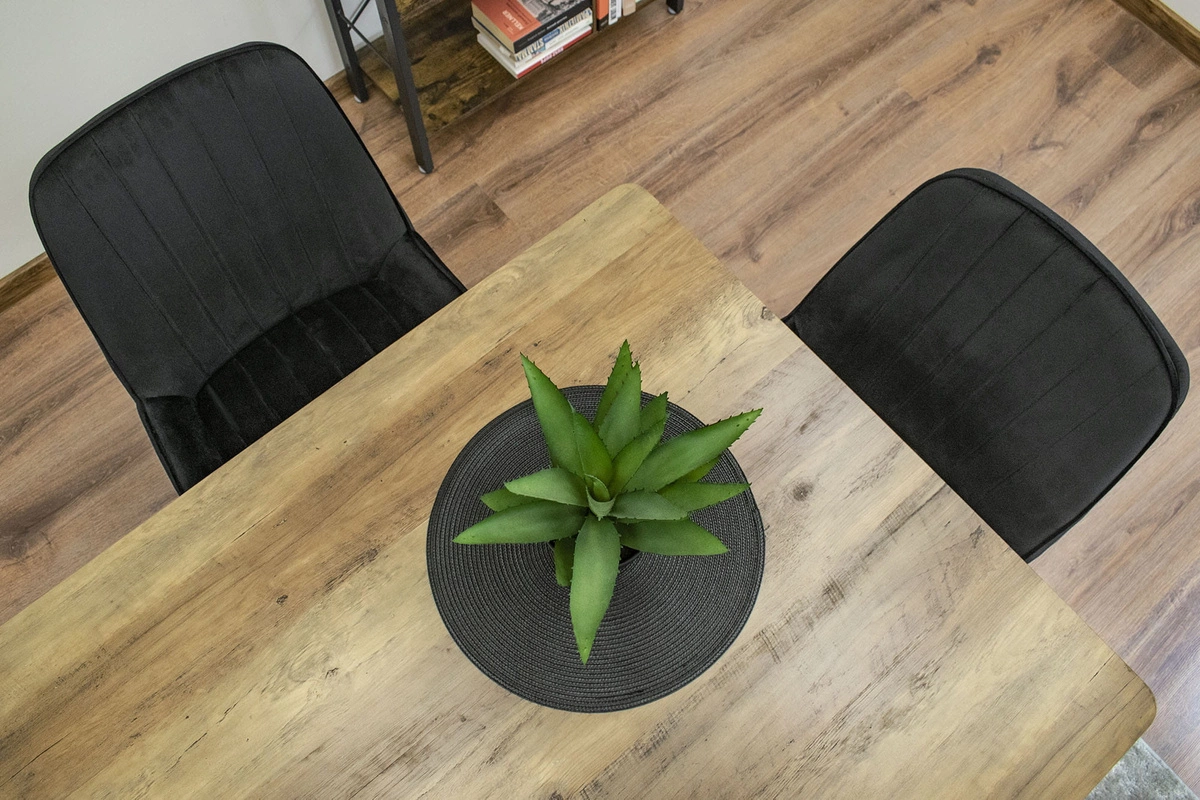 Zestaw stół okrągły TODI 80 czarny + 4 krzesła LAGO czarne