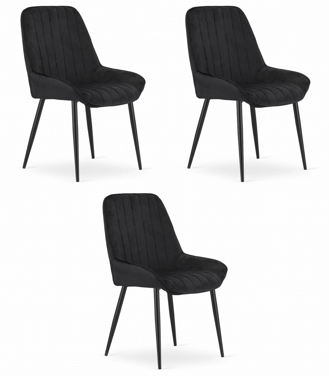 Zestaw stół okrągły TODI 80 czarny + 4 krzesła LAGO czarne