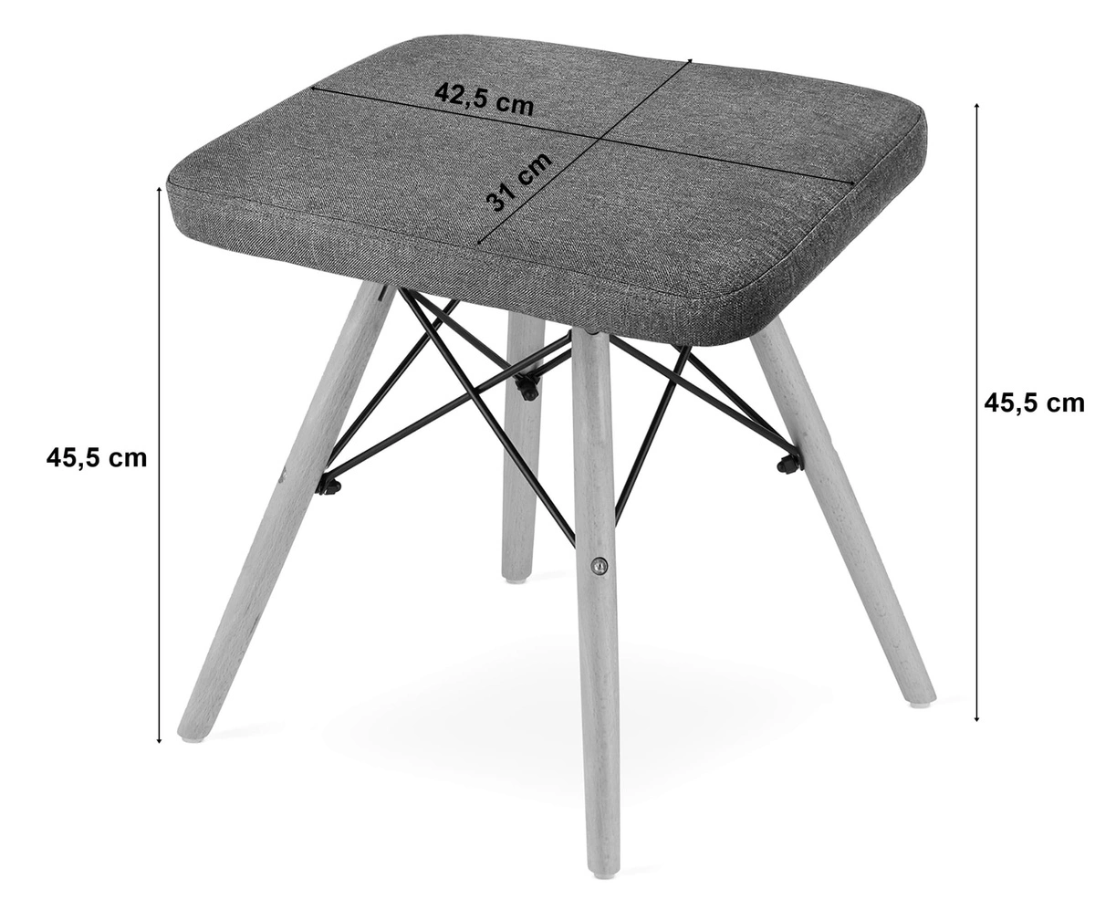 Taboret WERK - szary materiał / nogi naturalne x 3
