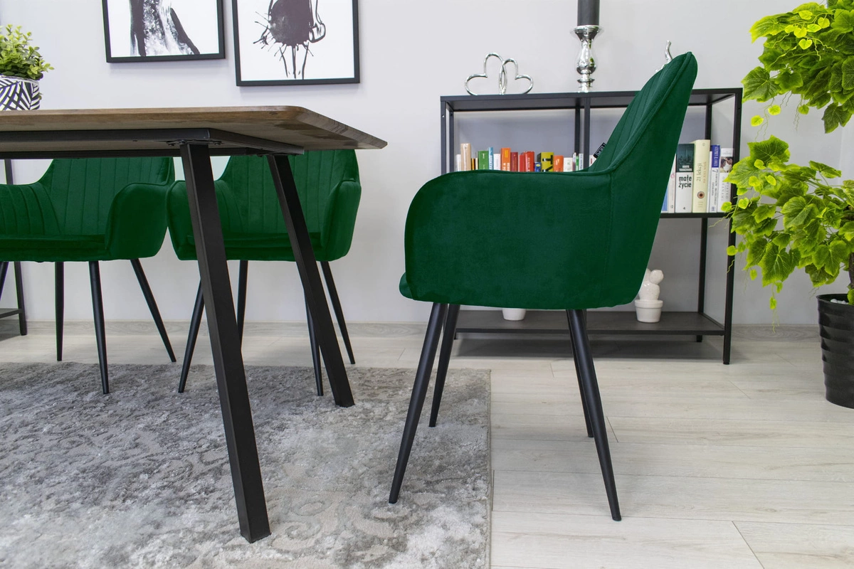 Krzesło LUGO - aksamit zielony / nogi czarne x 1