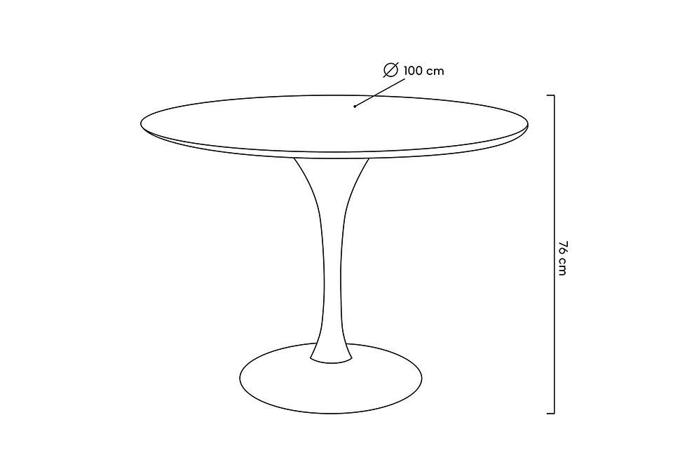Stół TULIP PREMIUM 100 biały  - MDF, metal