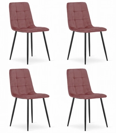 Krzesło KARA - różowy aksamit / nogi czarne x 4