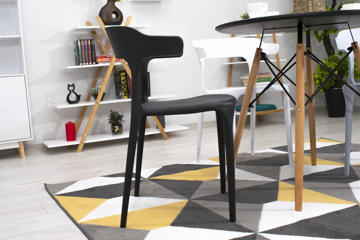 Zestaw stół okrągły TODI 60 czarny + 2 krzesła LAGO granatowe