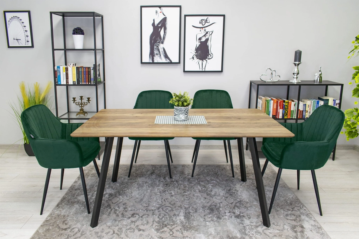 Krzesło LUGO - aksamit zielony / nogi czarne x 1