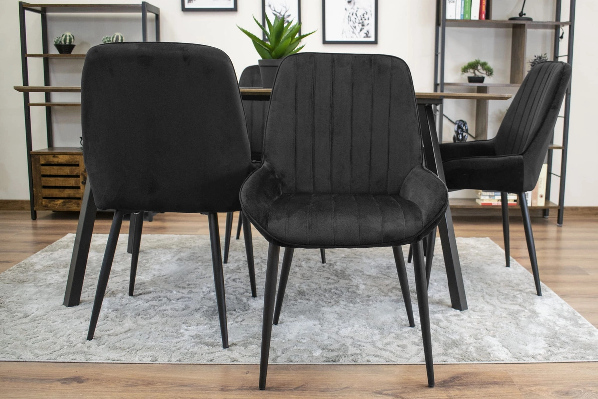 Zestaw stół okrągły TODI 80 czarny + 4 krzesła LAGO czarne