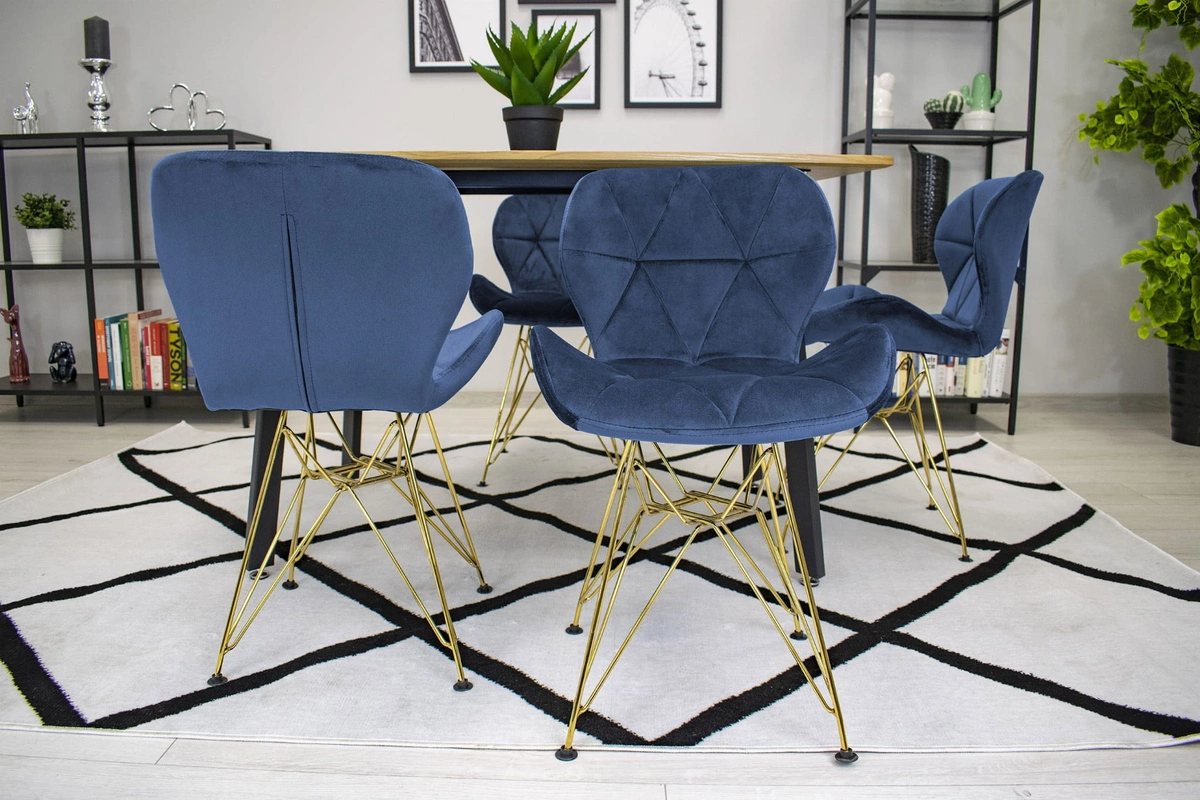 Zestaw stół okrągły TODI 80 czarny + 4 krzesła TURIN ciemnoszare