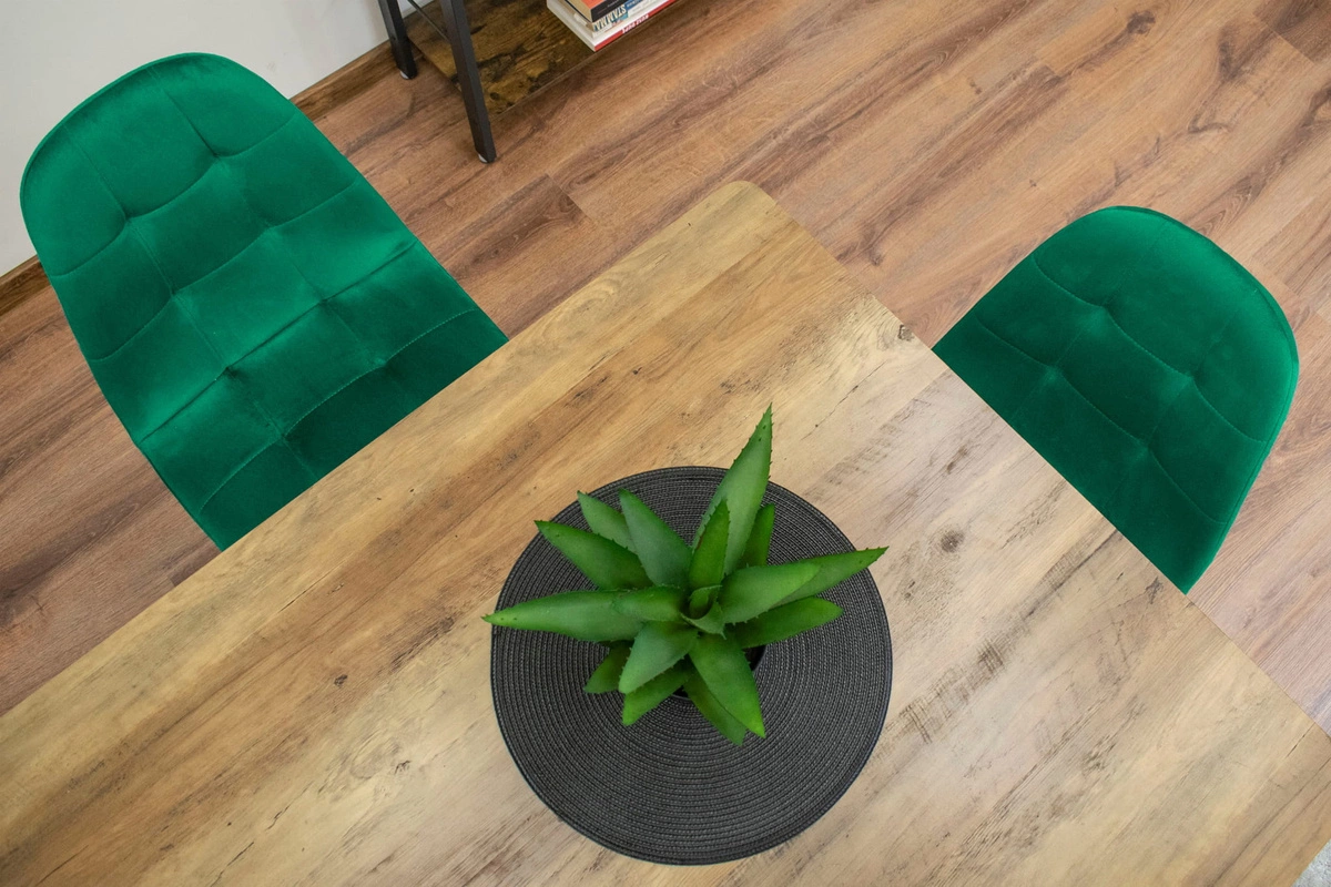 Zestaw stół prostokątny 120x80 czarno-biały + 4 krzesła OSAKA czarne