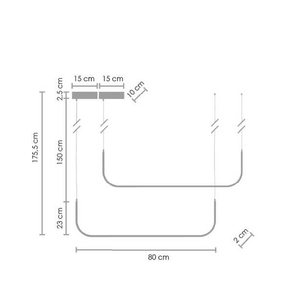 Lampa wisząca MINIMA-2 led czarna 80 cm