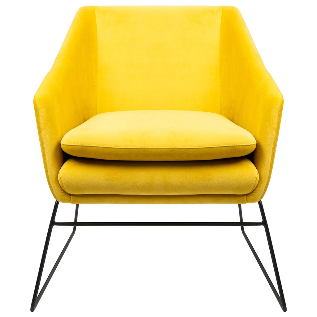 Fotel EMMA VELVET żółty welur - podstawa metal czarna