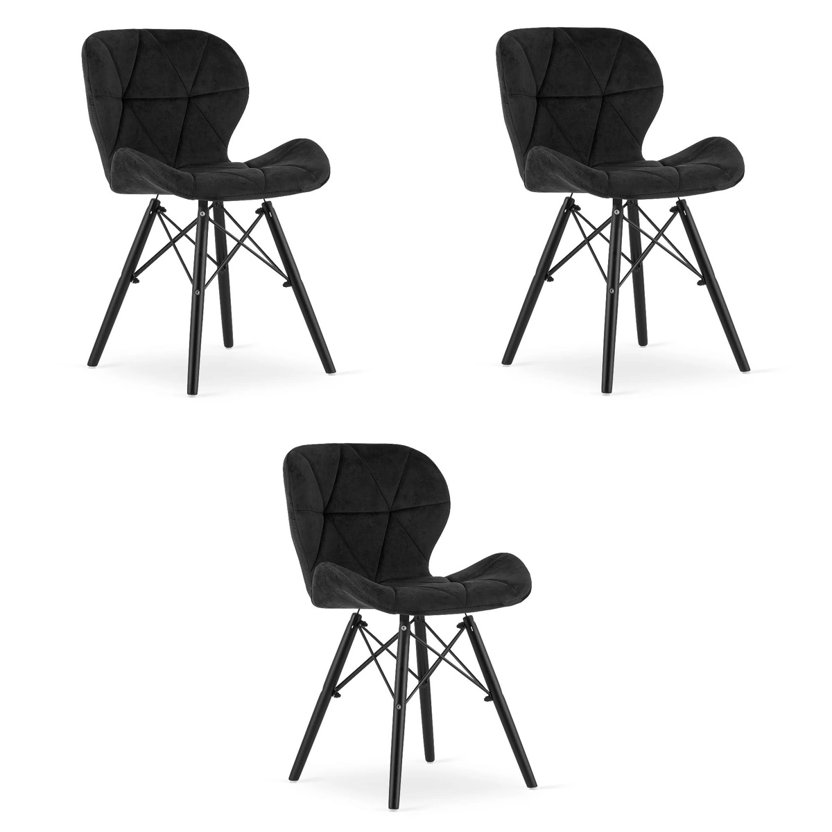 Zestaw stół okrągły TODI 60 czarny + 2 krzesła OSAKA czarne