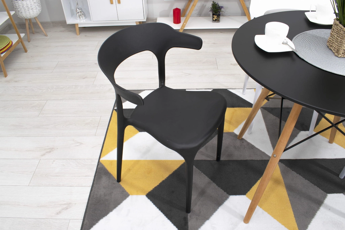 Zestaw stół okrągły TODI 60 czarny + 2 krzesła LAGO granatowe