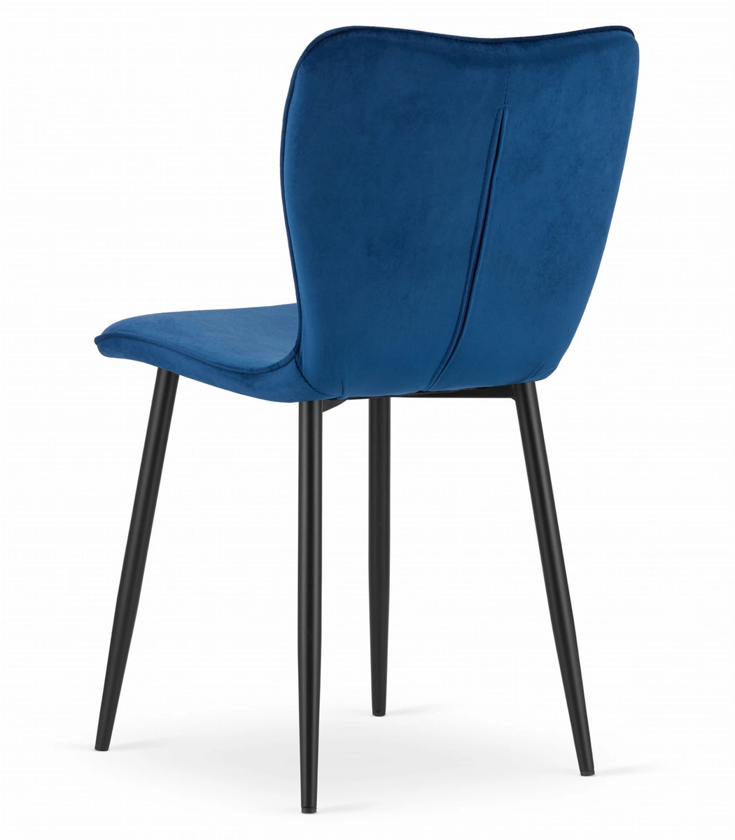 Zestaw stół okrągły TODI 80 czarny + 4 krzesła LAGO granatowe