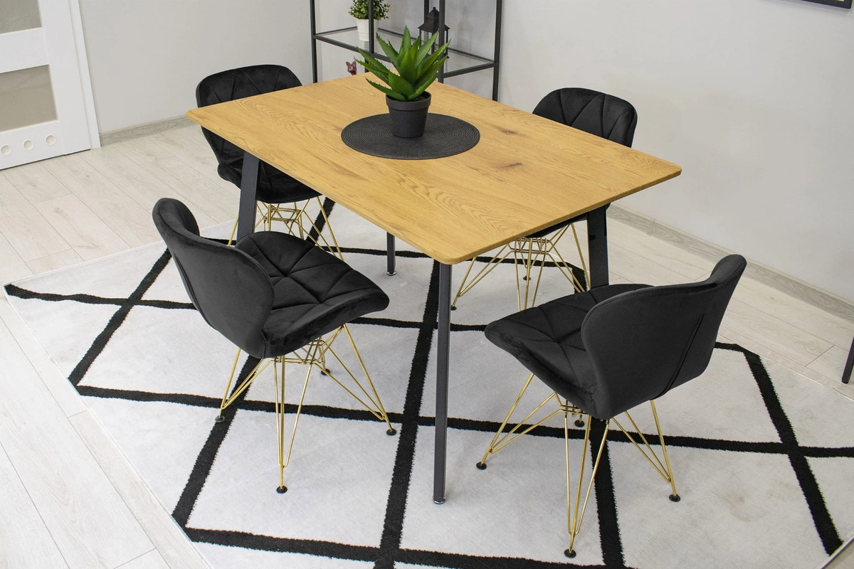 Zestaw stół kwadratowy 80x80 dąb sonoma + 4 krzesła OSAKA białe