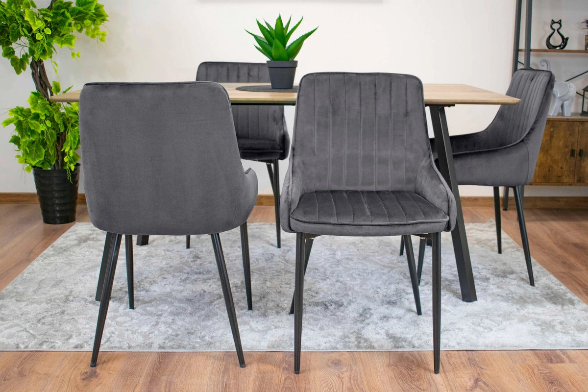 Zestaw stół okrągły TODI 80 jesion + 3 krzesła LAGO szare