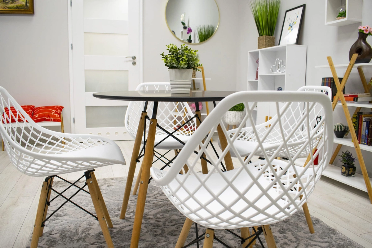 Zestaw stół prostokątny ADRIA 120x80 biały + 4 krzesła LAGO czarne