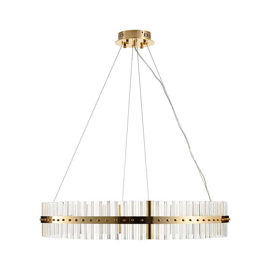 Żyrandol Kryształowy AURA Złota 85 cm - Nowoczesna Lampa Wisząca LED