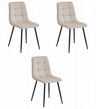 Krzesło KARA - beż aksamit / nogi czarne x 3