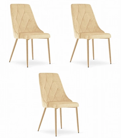 Krzesło IMOLA - beż aksamit / nogi kolor drewna x 3