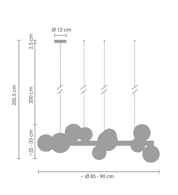 Lampa wisząca ORION czarna 85 cm