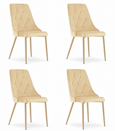 Krzesło IMOLA - beż aksamit / nogi kolor drewna x 4