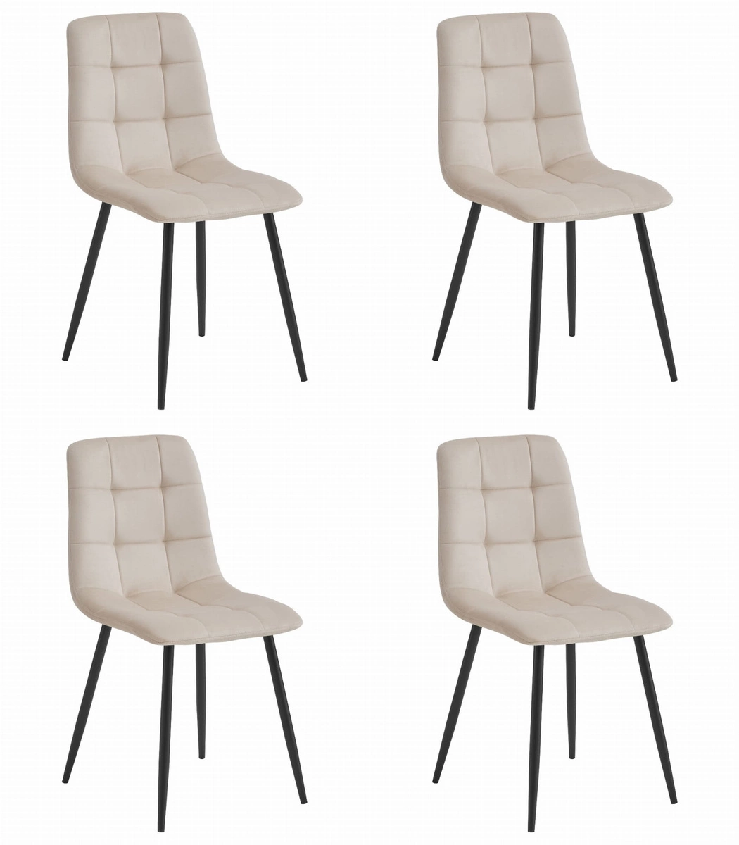 Krzesło KARA - beż aksamit / nogi czarne x 4