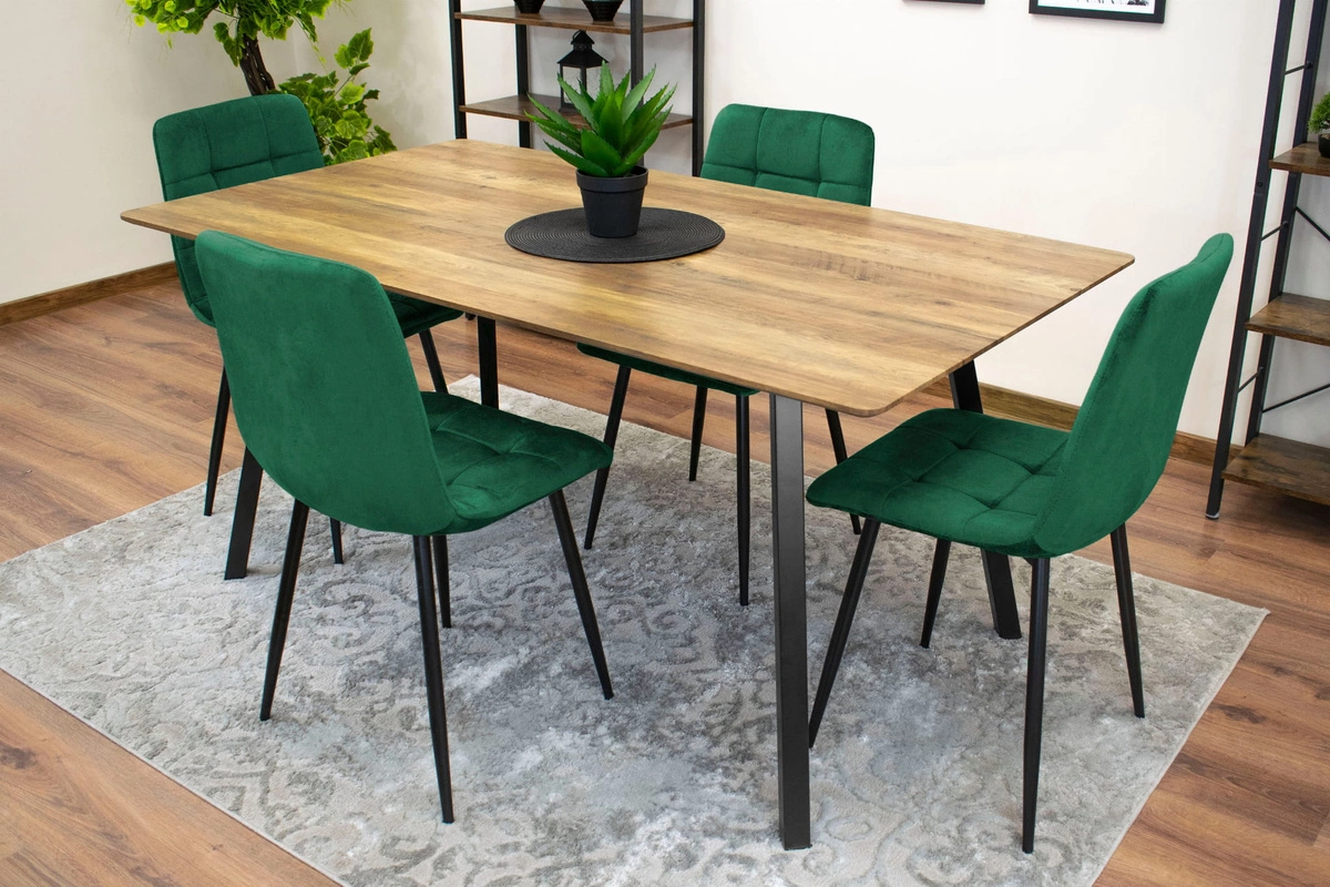 Zestaw stół prostokątny 120x80 dąb sonoma + 4 krzesła OSAKA białe