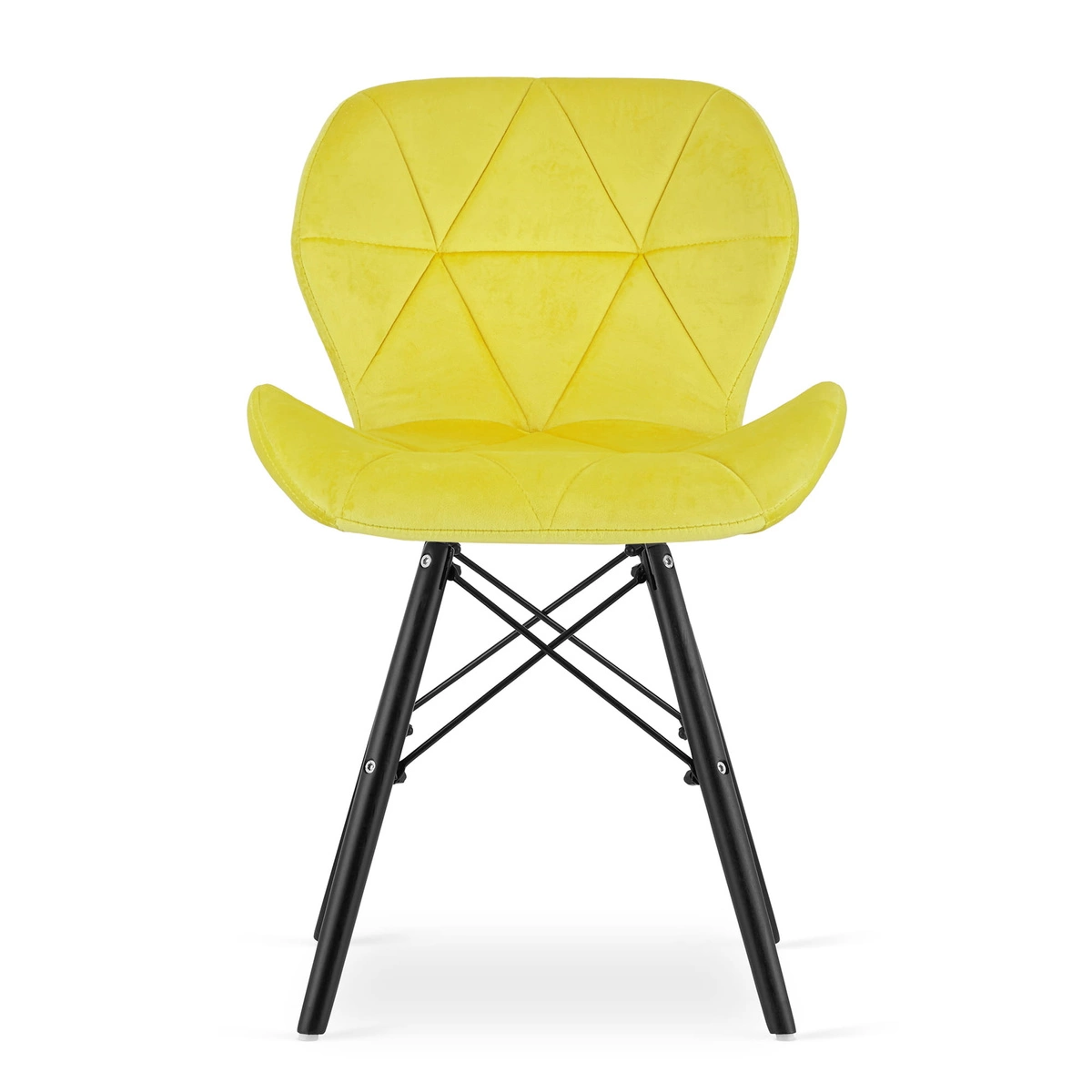 Krzesło LAGO Aksamit - żółte / nogi czarne x 4