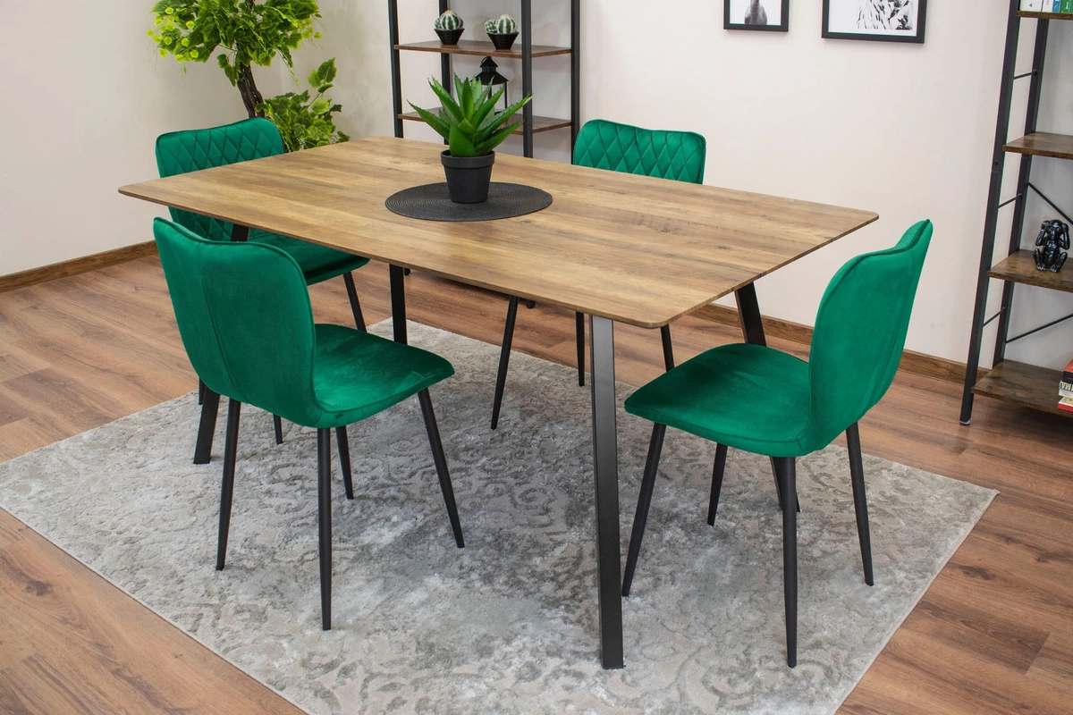 Zestaw stół okrągły TODI 100 biały + 4 krzesła OSAKA szare