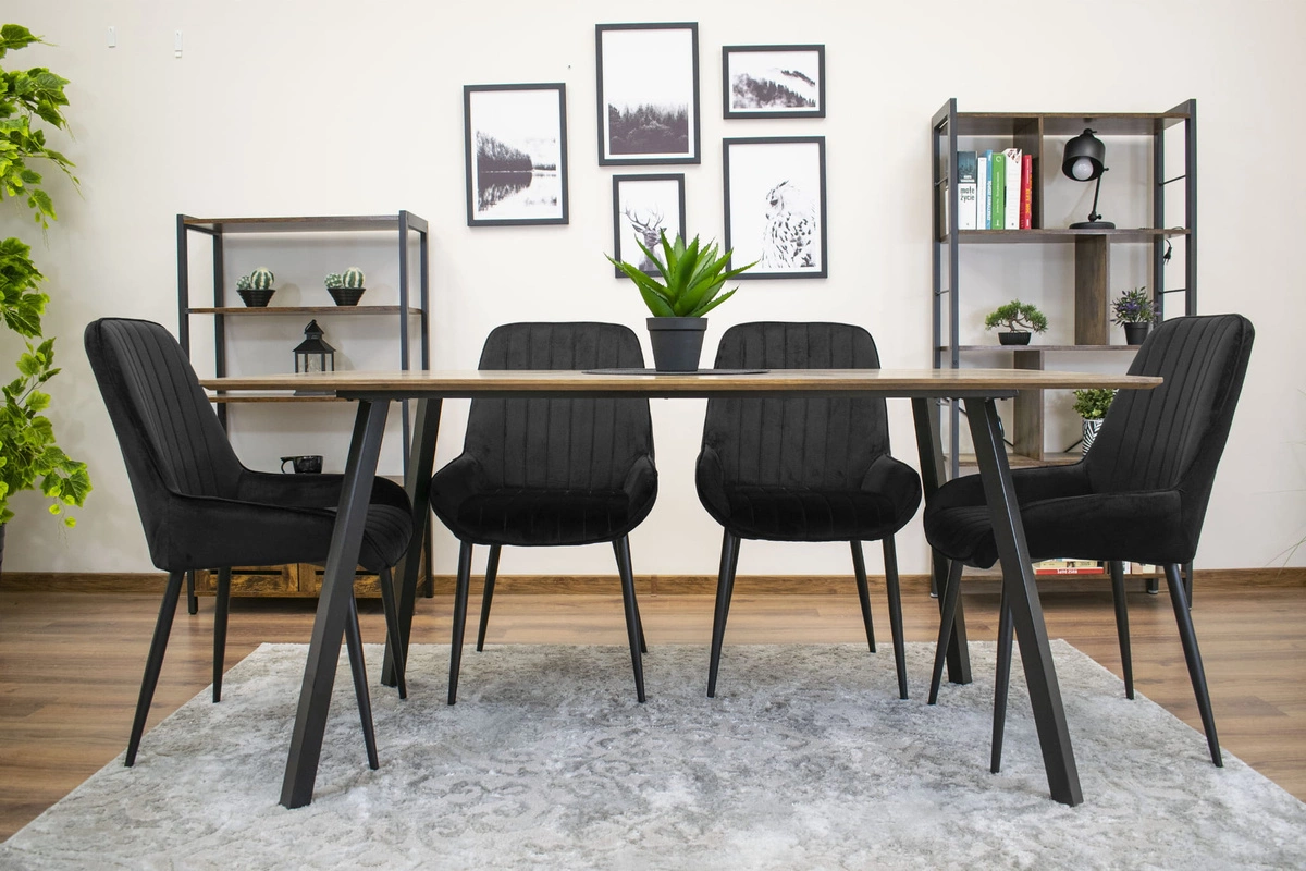 Zestaw stół okrągły TODI 80 czarny + 4 krzesła LAGO czarne