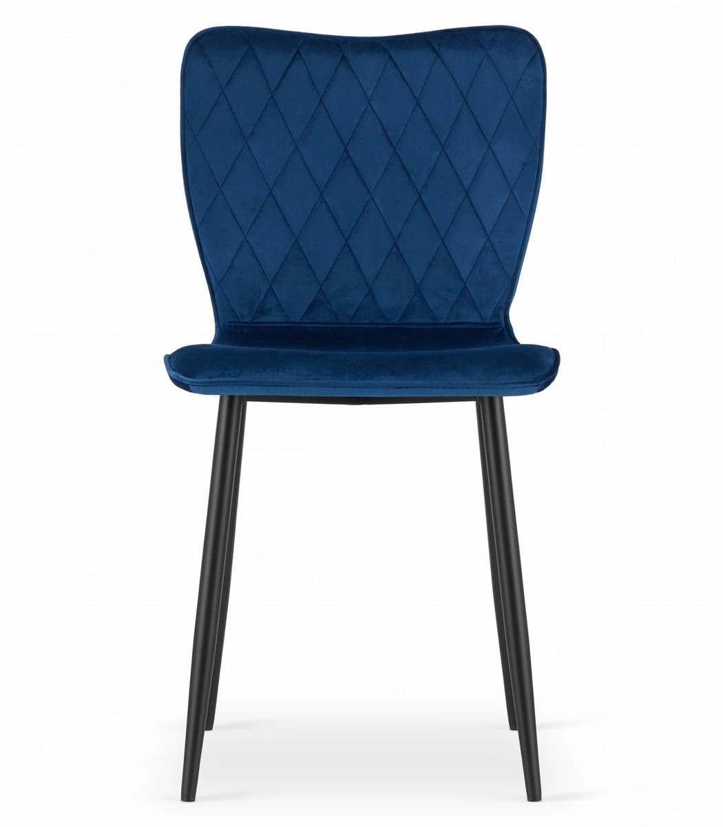 Zestaw stół okrągły TODI 80 czarny + 4 krzesła LAGO granatowe