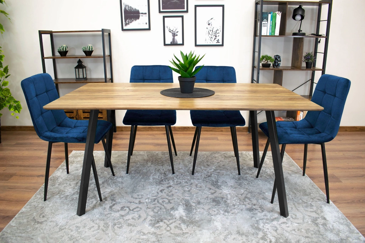 Zestaw stół prostokątny 120x80 dąb sonoma + 4 krzesła OSAKA szare