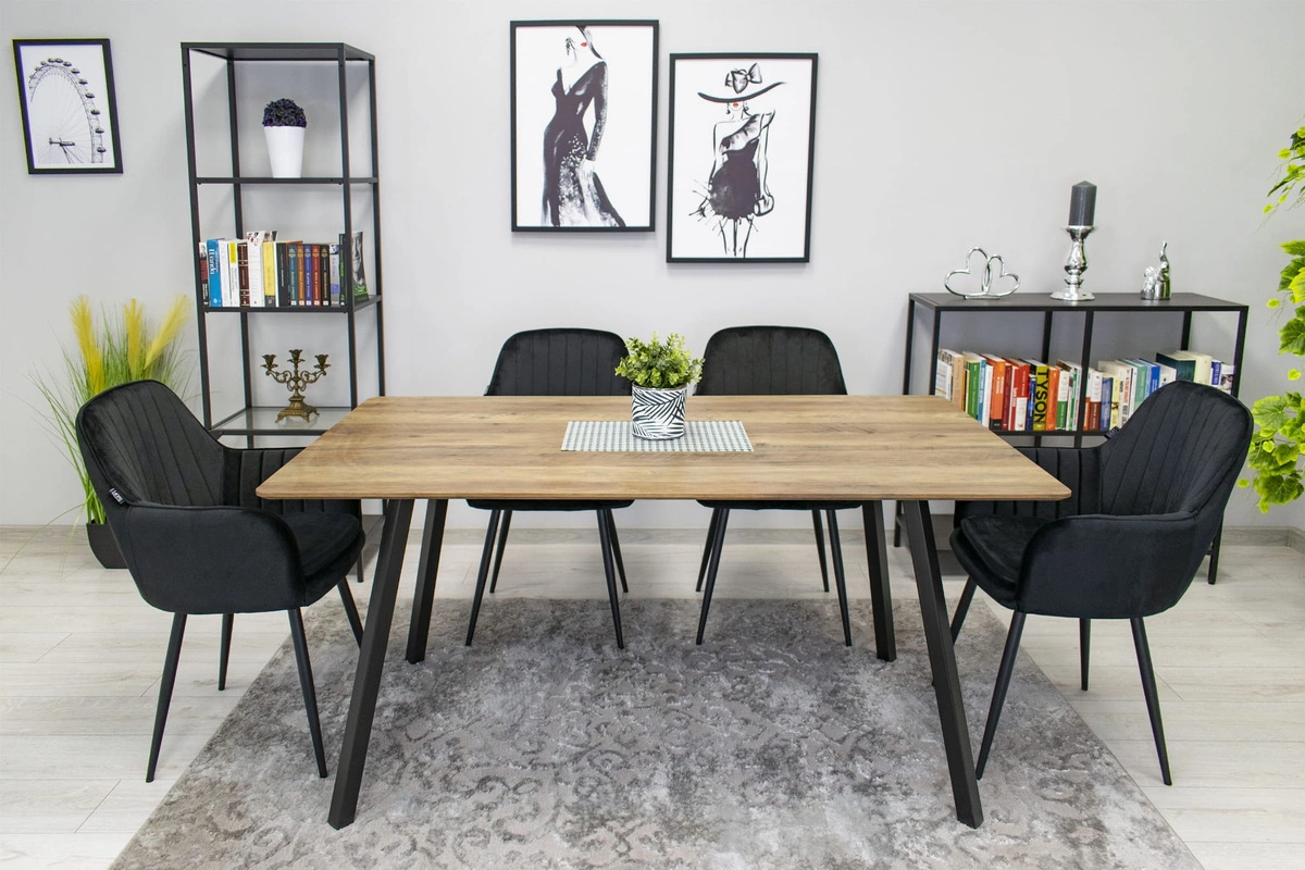 Krzesło LUGO - aksamit czarny / nogi czarne x 1