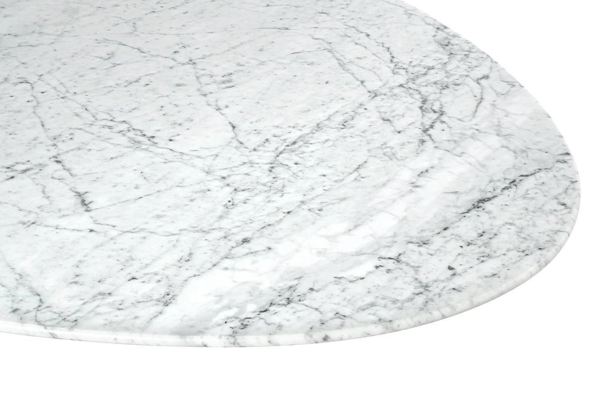 Stół TULIP ELLIPSE MARBLE CARRARA biały - blat owalny marmurowy, metal
