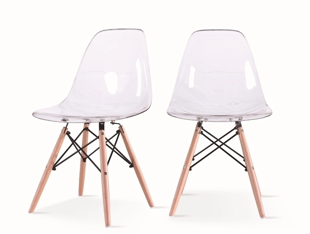 Krzesło ICE WOOD transparentne - poliweglan, podstawa bukowa