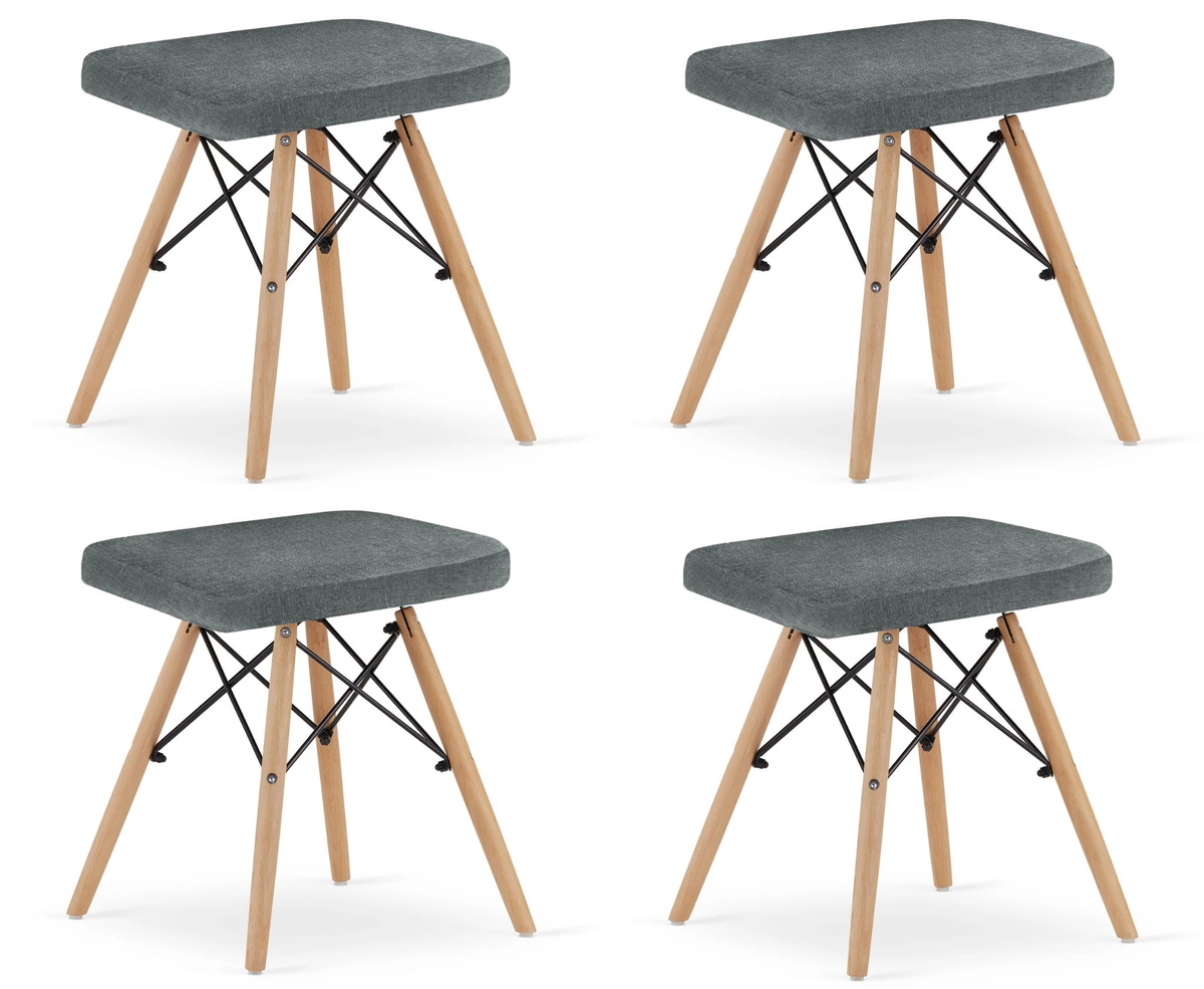 Taboret WERK - szary materiał / nogi naturalne x 4