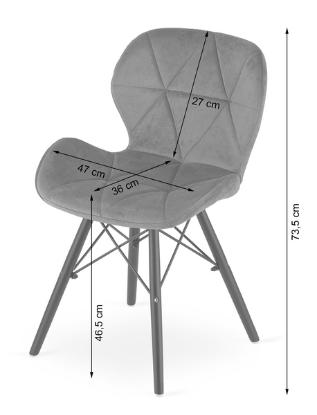 Krzesło LAGO Aksamit - czarne / nogi czarne x 1