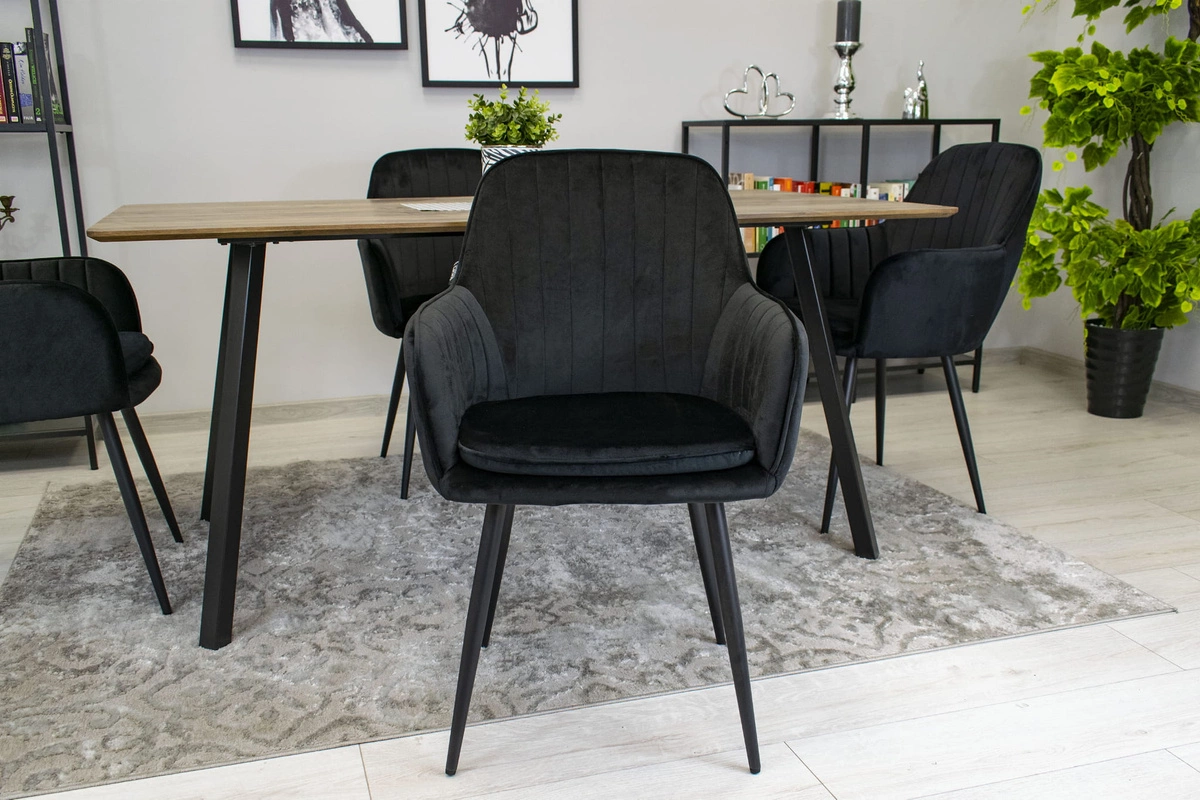 Krzesło LUGO - aksamit czarny / nogi czarne x 1