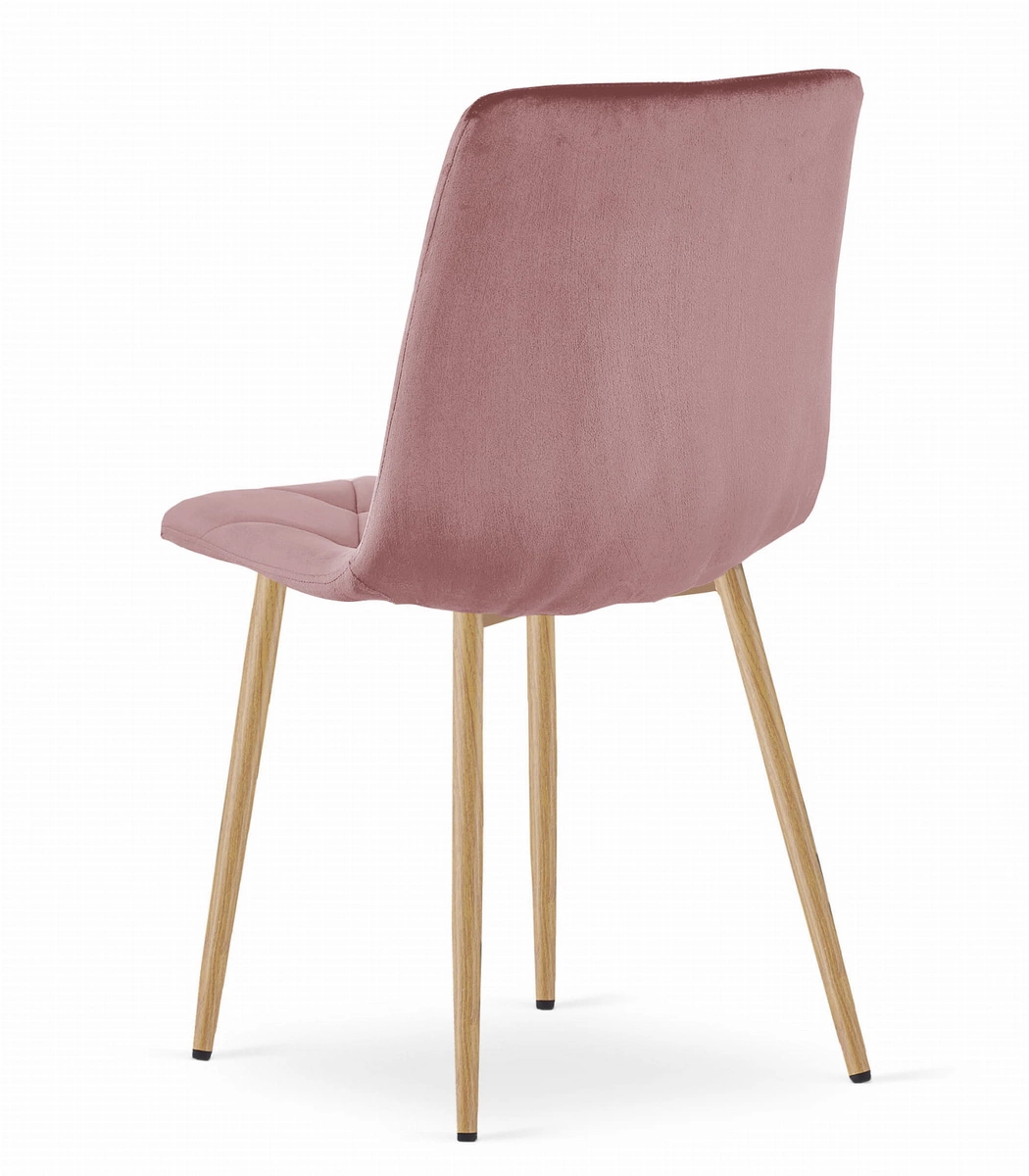 Krzesło LIBRA - różowy aksamit / nogi kolor drewna x 1