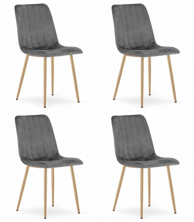 Krzesło LAVA - ciemny szary aksamit / nogi kolor drewna x 4