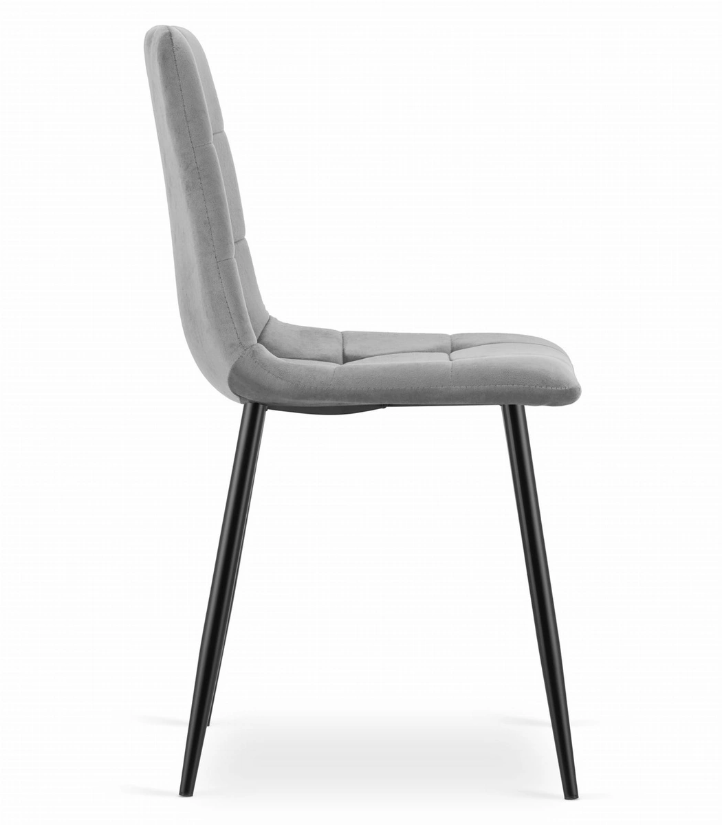 Krzesło KARA - jasny szary aksamit / nogi czarne x 2
