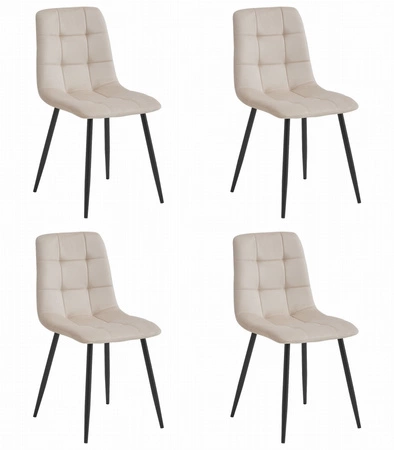 Krzesło KARA - beż aksamit / nogi czarne x 4