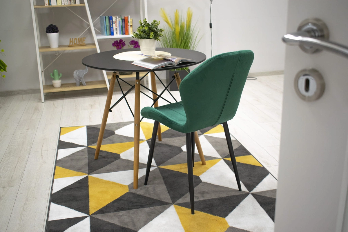 Zestaw stół okrągły TODI 80 biały + 4 krzesła LAGO czarne