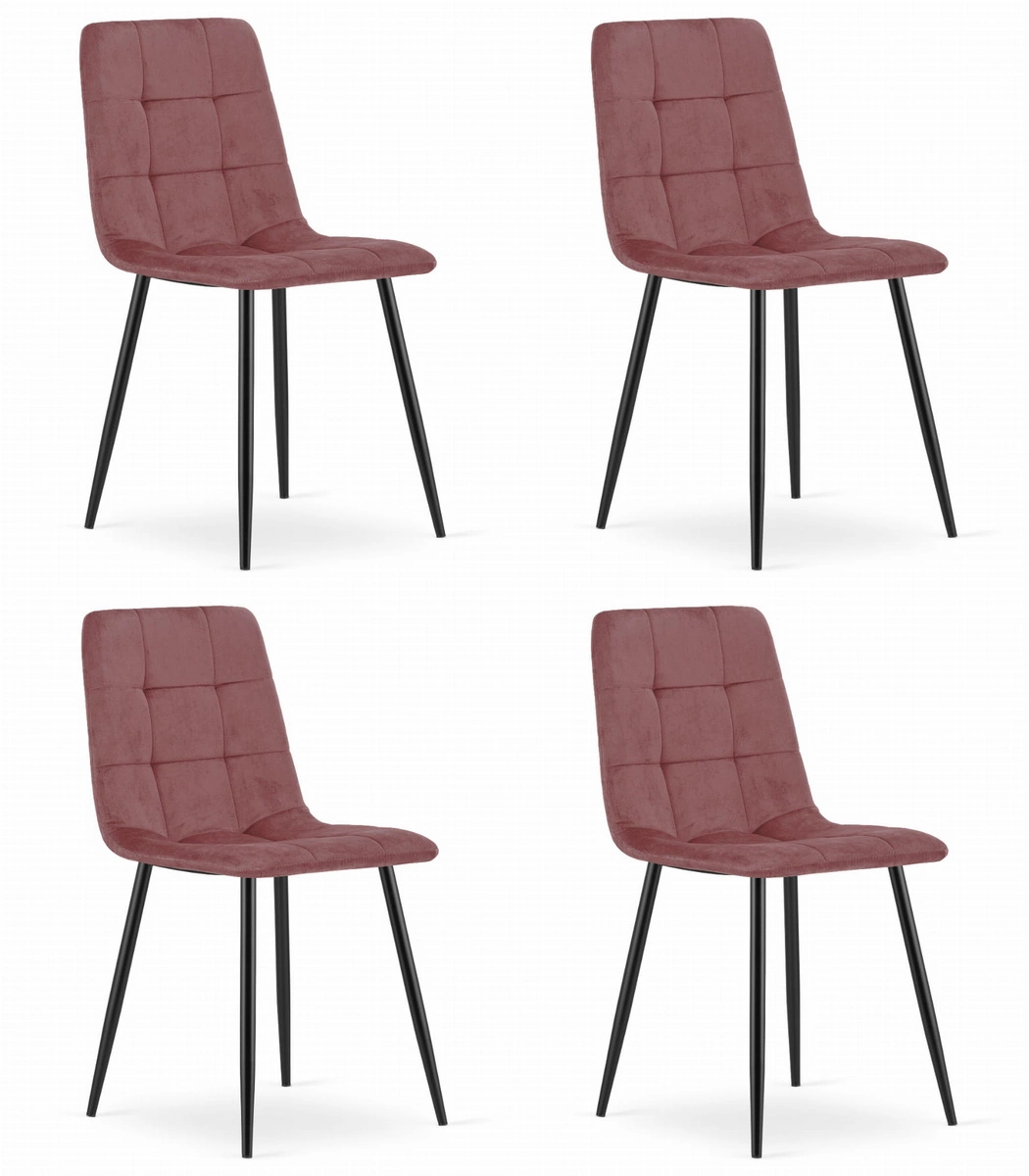 Krzesło KARA - różowy aksamit / nogi czarne x 4