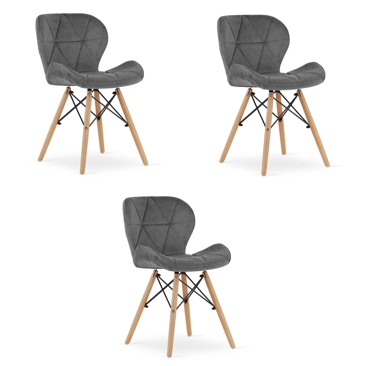 Zestaw stół okrągły TODI  80cm biały + 4 krzesła LAGO szare