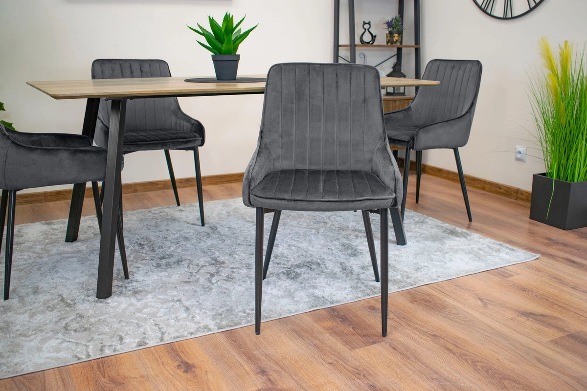 Zestaw stół okrągły TODI 80 jesion + 3 krzesła LAGO szare